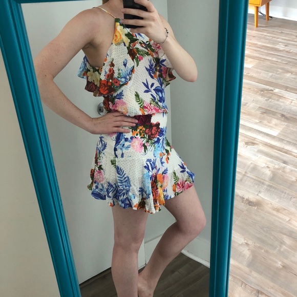 Farm Rio floral printed ruffle mini dress - Picture 4 of 8